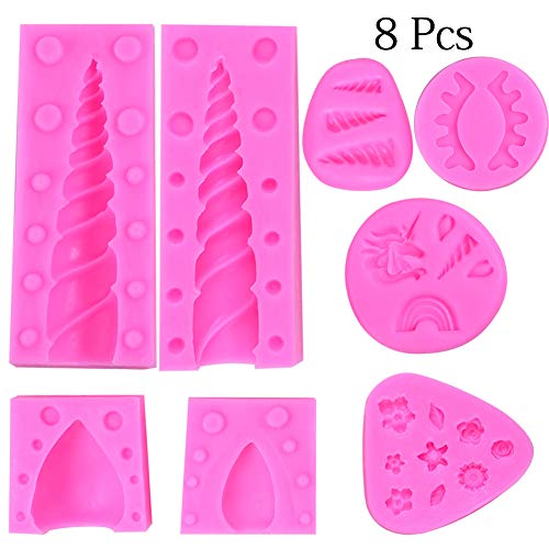 YuBoBo Unicorn Silicone Mold Unicorn Horn Ears and Eyelash Cake Topper Molds 3D
