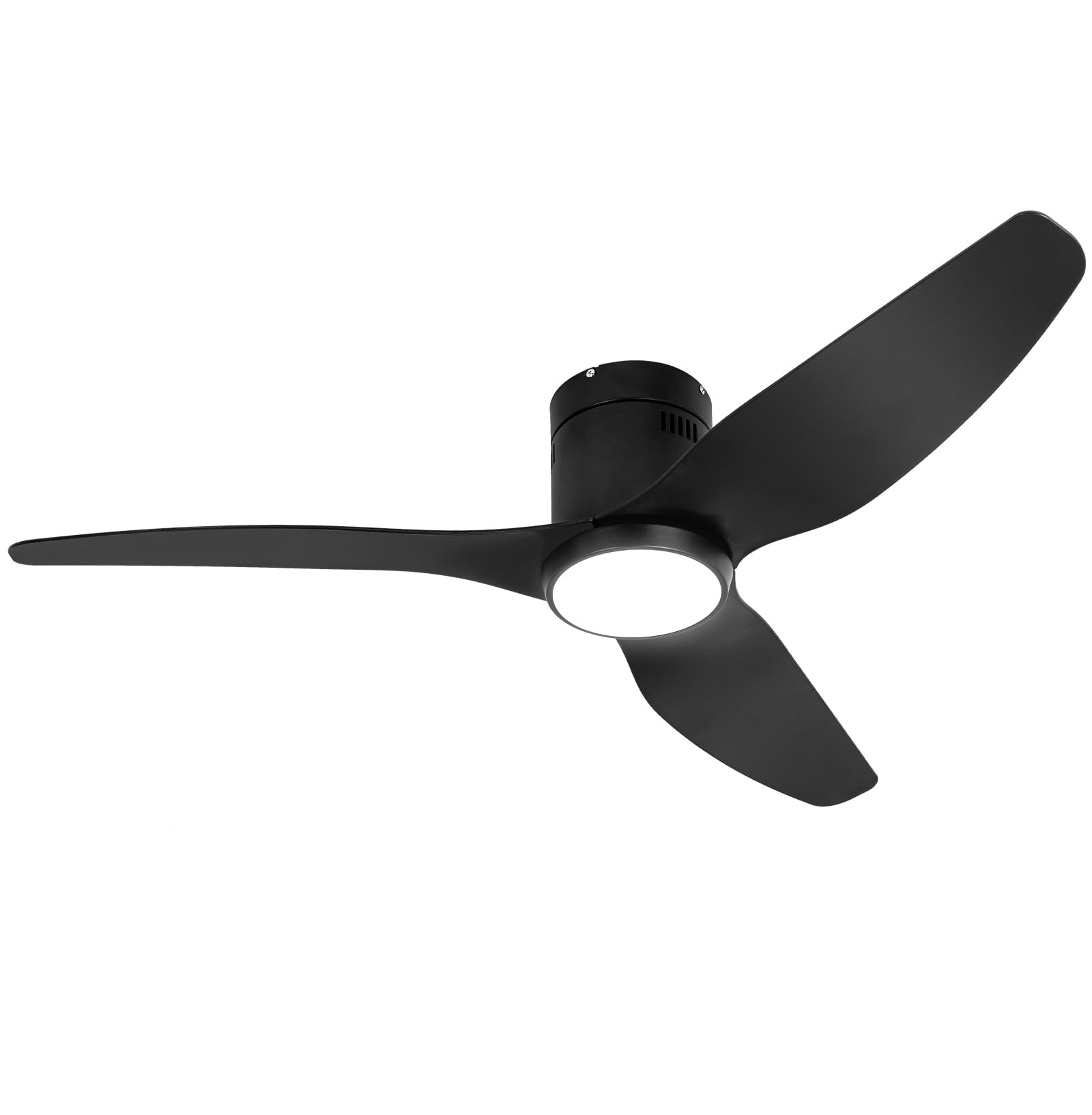Photo 1 of **NON-REFUNDABLE, PARTS ONLY** Black Ceiling Fan with Light Remote 52in 6Speed Silent Reversible Motor 3CCT Dimmable LED Flush Mount Low Profile Fan Timer Memory Function Modern Plastic Blade Vacation Mode Indoor Outdoor Flush Mount PureBlack