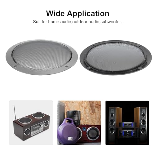 Cubierta antipolvo para rejilla de altavoz de 8 pulgadas con marco circular y protector de metal 5
