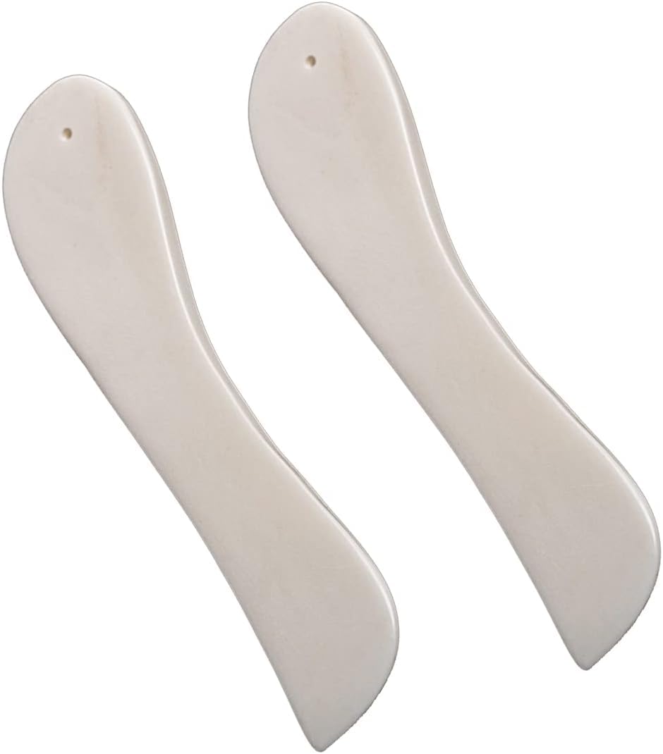 WUTA Bone Folder Tool for Leather & Bookbinding，2 Pcs Ox Bone Burnishers, Paper Scorer and Creaser for DIY Crafting Projects(B）