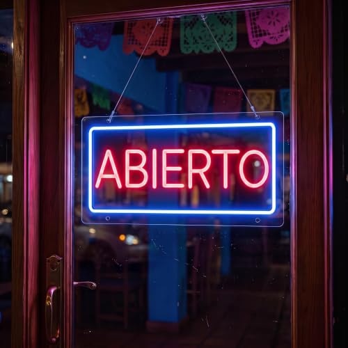 Image of ABIERTO Spanish Open Neon Sign, 5V USB Home Lighting, Modern Decor, Stylish Lighting, Business Open Sign for Bar Restaurant Coffee Salon Store