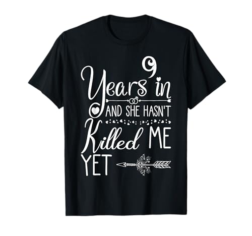 9th Wedding Anniversary for Him Couple 9 Years of Marriage Camiseta