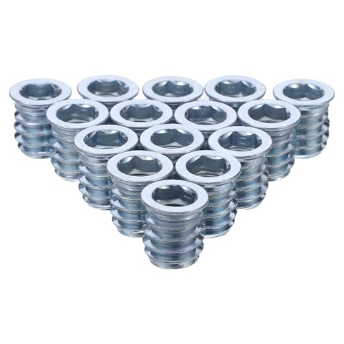 ABOOFAN 100 Pièces Inserts Filetés M8x15 en Acier Carbone pour Meubles en Bois, Écrous à Insérer à Six Pans Creux, Fixation Sécurisée et Installation Facile pour Réparation de Meubles