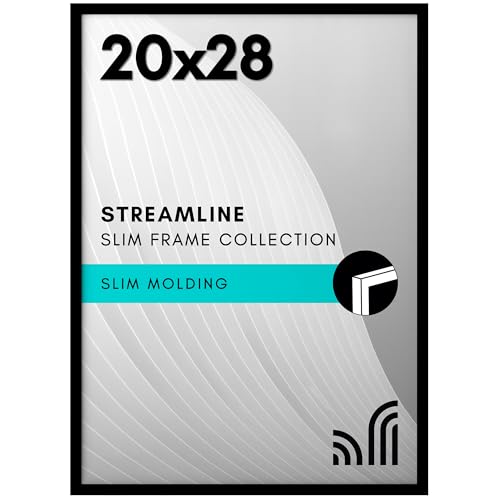 Americanflat 20x28 Picture Frame with Polished Plexiglass - Streamline Collection - Thin Border Picture Frame for Wall Display - Hanging Hardware Included - Black