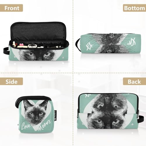 Bolsa de Viaje para Herramientas de Cabello con Tapete Resistente al Calor Impermeable y Organizador para Plancha, Rizador y Accesorios de Cuidado Capilar, Diseño Gato Siamés para Mujeres miniatura 5