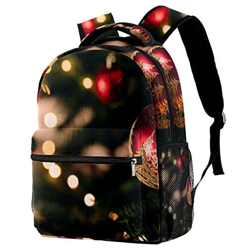 Sac à dos voyage haute capacité résolvant le manque de place avec style boule Noël rouge