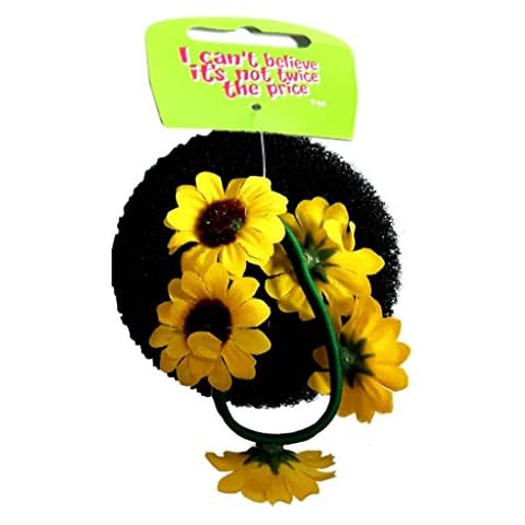 ICB- Formador de bollos de pelo pequeño con forma de rosquilla elástica (negro con flor amarilla) Cover