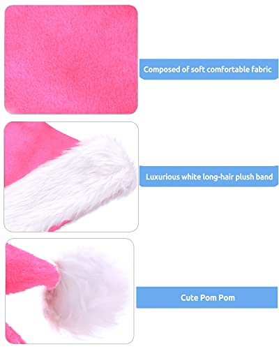 KONVINIT Pink Christmas Hat,Santa Hat for Adults Deluxe Santa Claus Hat Xmas Hat for Men and Women Father Christmas Hat for Christmas Party,Santa Costume,pink - Image 4