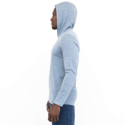 Alive Men's Quick Change Longsleeve Workout Tee Shirt with Hood (Large, Smokey Mountain Heather)