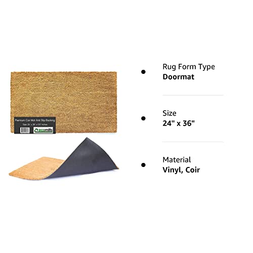 Ecomills Coco Coir Door Mat, 24" X 36" X 0.5", Heavy Duty, Indoor Outdoor, Large Size, Non-Slip Backing, Mats For Entry Ways, Garage, Floors, Patio, Entrance Areas #TOP6