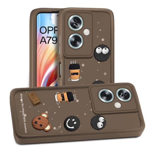 Image of AESTMO Back Case Cover for Oppo A79 5G Cover | Cute Fun Cartoon 3D Ball | Coffee Silicone Case | Full Body Protection | Camera Protection Back Cover for Oppo A79 5G (Brown)