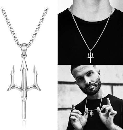 Image of Trishul Pendant Necklace, Stainless Steel For Men Women Unisex