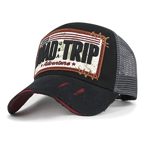 ililily Road Trip Vintage Distressed Snapback Trucker Hat Baseball Cap