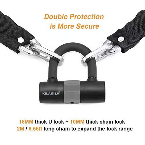 image for KILAKILA Security Chain Lock Heavy Duty Bike Lock 10mm Bicycle Lock Mo