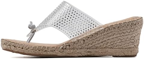 WHITE MOUNTAIN Women's Beach Wedge Sandal, Clear/Silver/Smooth, 6 M | Image 3