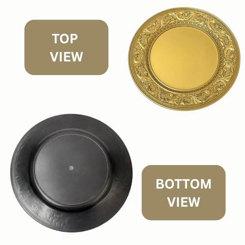 Image of Luxury Round Gold Decorative Plate | Pooja Thali, Gift Hamper Base, Charger Plate & Decorative Platter for Home Decor, Wedding & Festive Gifting