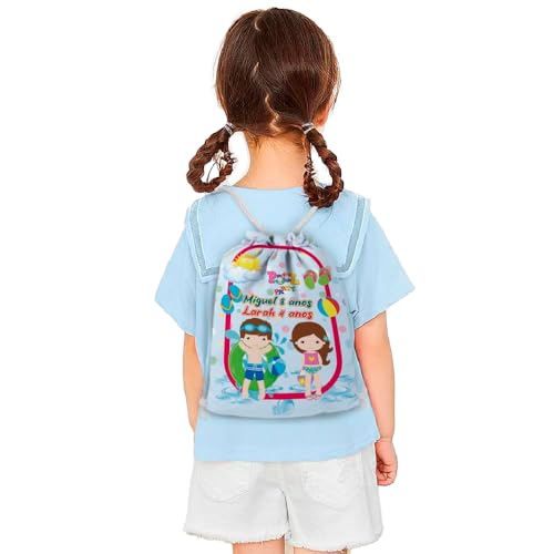 Mochilinha Bag Infantil Personalizado com Nome e Idade Pool Party Festa na Piscina (Mochilinha 20x30, Unidades, 10)