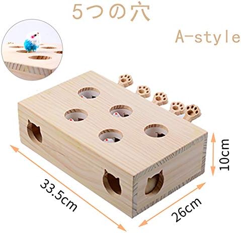 猫じゃらし 猫 おもちゃ ねずみ モグラ叩き 木箱 知育 ペットグッズ 猫用ネズミ 安全素材 ぬいぐるみ 穴の設計 興味アップ A 5穴 Anna Shop ネズミ ぬいぐるみ 通販 Amazon
