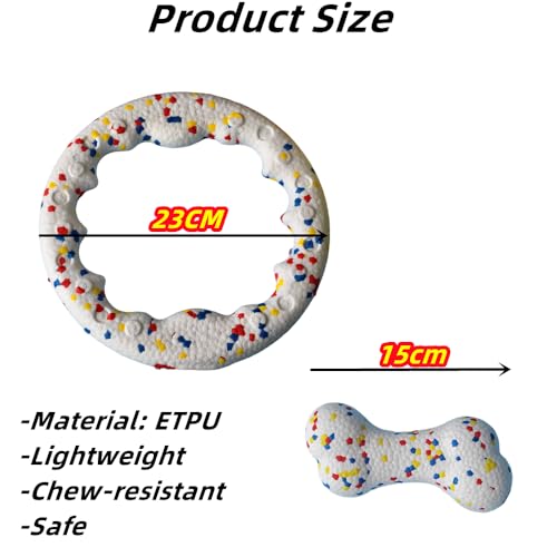 AzulLanse Juego de Juguetes para Perros de 2 Piezas,1 de Forma de Hueso,1 Anillo para morder,Juguetes interactivos duraderos de Poncorn e-TPU para Cachorros,para morder y Tirar,1 Cuenco Plegable - imagen 5