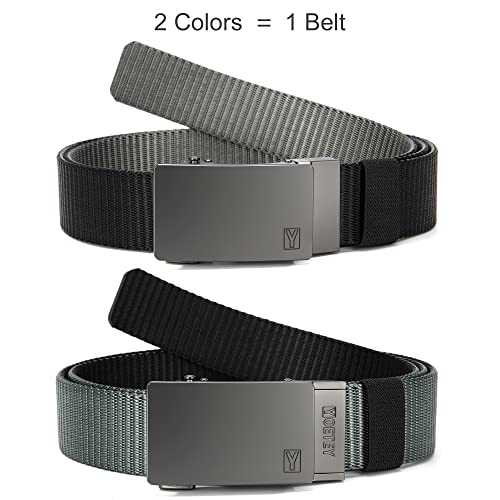 Yoetey Reversible Belt For Men | Nylon Ratchet Belt 1 3/8" For Casual Golf Pants | Not Need Pull Easy Change Other Side #TOP1