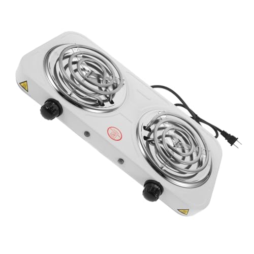 SHOWERORO Electric Stove Double Burner Portable Countertop Cooktop Temperature Controlled Safe Sleek Design for Kitchen Dorm