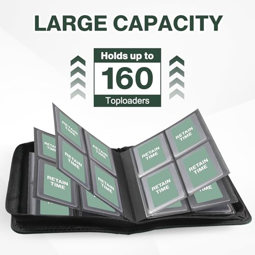 Image of Top Loader Binder 4 Pocket, Holds 160 Toploaders, 100 Toploaders INCLUDED | Toploader Binder for 3 inch x 4 inch Rigid Toploaders, Trading Card Binder for TCG, MTG, Sport Cards, PU Leather Cover, Side Loading