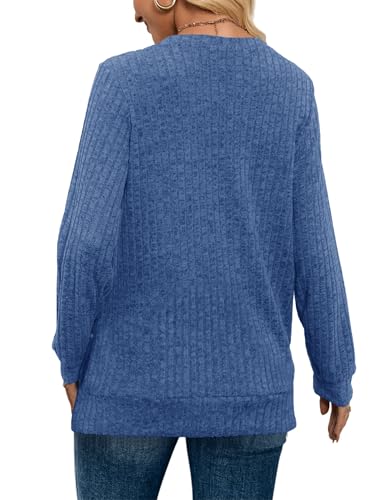 Womens Tunic Sweaters V Neck Long Sleeve Shirts Casual Fall Tops Lightweight Fashion Clothes 20254