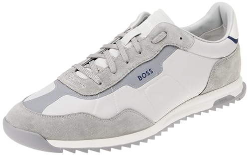 Image of BOSS Men's Zayn Low Profile Suede Leather Two Tone Sneaker