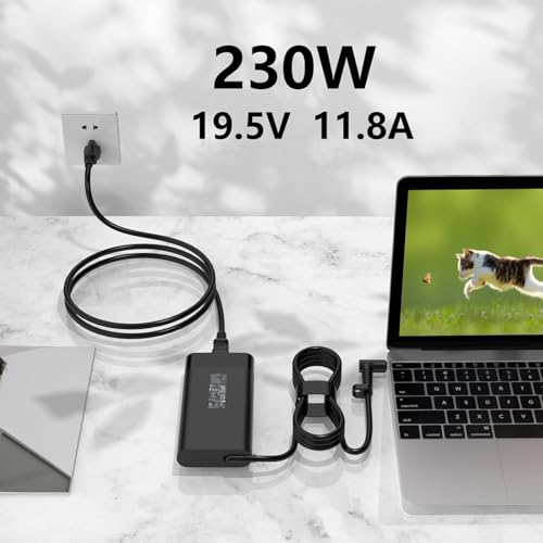 Image of 230W Laptop Charger for HP Omen 17 16 15,Victus by HP Gaming Laptop 16,ZBook Fury 16 G8 G9 G10 11.8A AC Adapter Connector Size: 4.5mm*3.0mm