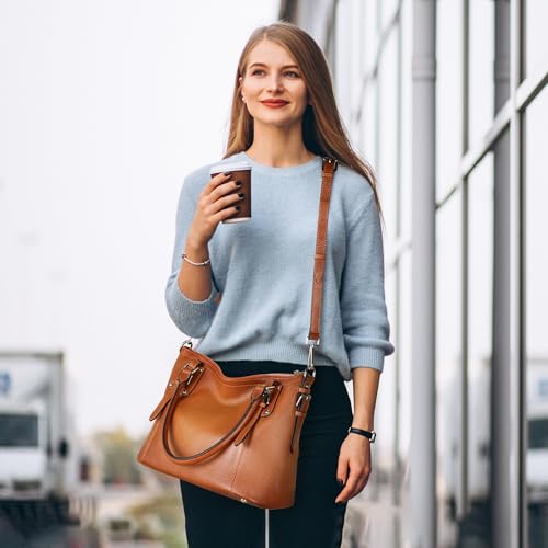 HESHE Genuine Leather Tote Satchel
