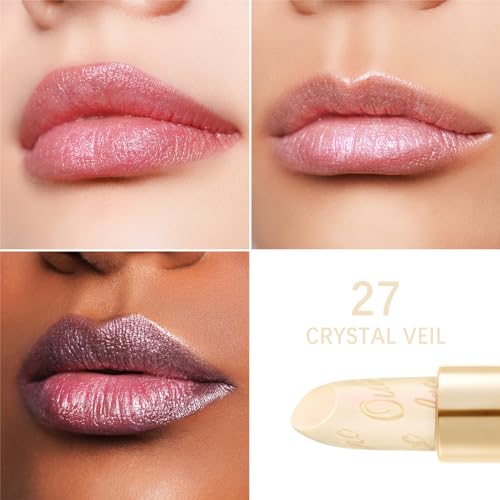 OULAC Metallic Shine Lipstick - Sheer White Lip Balm, Lightweight Soft Lip Base Ultra Hydrating, Moisturizing Primer for Lips, Vegan & Cruelty-Free, Sheer Coverage Lip Color 4.3 g/0.15, Crystal Veil - Image 4