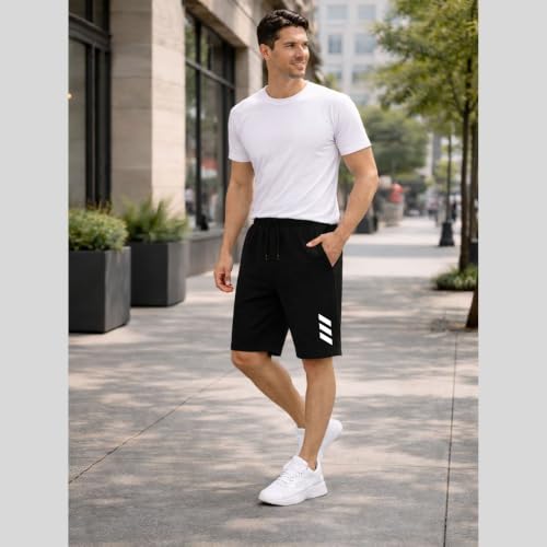 Image of KART BLACK Plus Size Men's Shorts with Pocket|Casual Knit Shorts|Printed Shorts|Over Sized Shorts|(S,M,L,XL,XXL,3XL,4XL,5XL) Combo Pack of 2