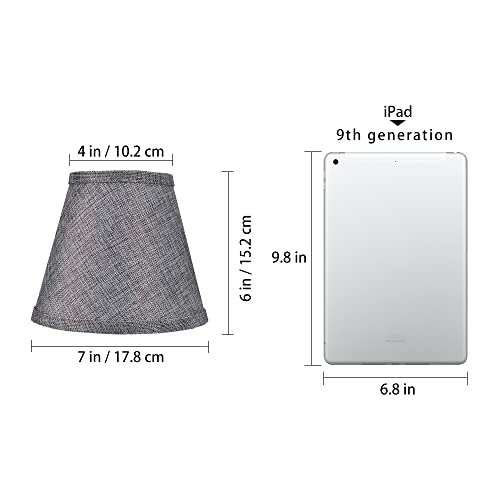 Alucset Double Mesh Small Lamp Shade Clip On Bulb Set Of 2 For Candelabra Bulbs, Barrel Fabric Lampshade For Table Chandelier Wall Lamp 4X7X6 Inch, 2 Pcs Pack (Grey) #TOP1
