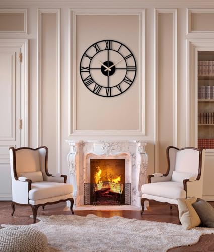 Image of Stylish Metal Analog for Living Room, Bedroom, Office, Kitchen, Home and Hall | Antique Fancy Big Size Modern Wall Watch for Home Decor (DA-129, 50CM)