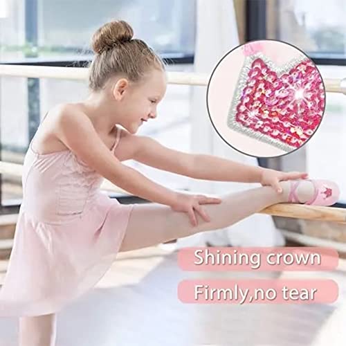 Girls Ballet Shoes, Kids Embroidery Crown Pattern Practice Ballet Shoes Girls Cute Soft Satin Yoga Dancing Shoes(27 Yards-Pink)3