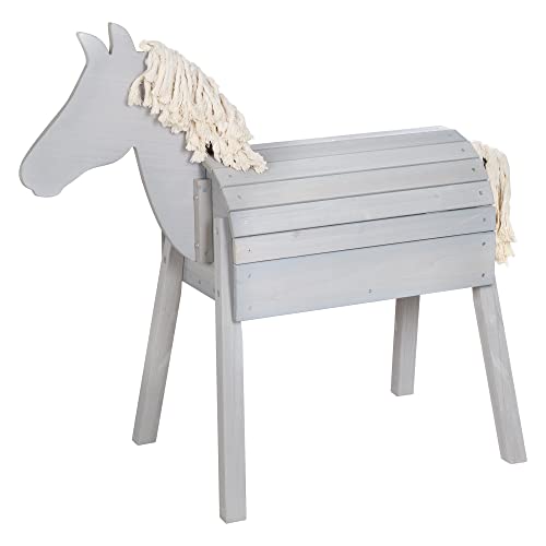 roba Outdoorspielpferd - Massivholz grau - Voltigierpferd aus stabilem Holz - Gartenpferd mit Mähne und Schweif, Klein