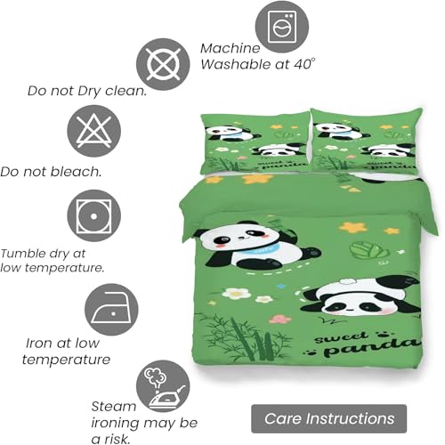 Housse de couette panda fermeture éclair pour un lit enfant facile à border