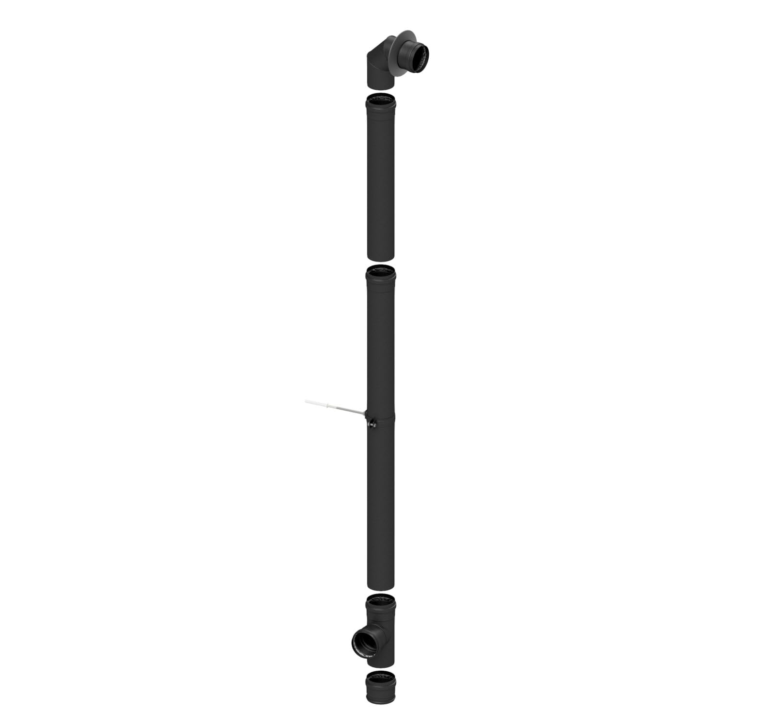 TYGERIX® Kit Completo de Tuberías, Racores y Accesorios para Estufa de Pellet de 80 mm | Conjunto de 7 Elementos | Muy alta resistencia al calor | ¡Mayor espesor 1,2 mm! | Indeformable | Certificado