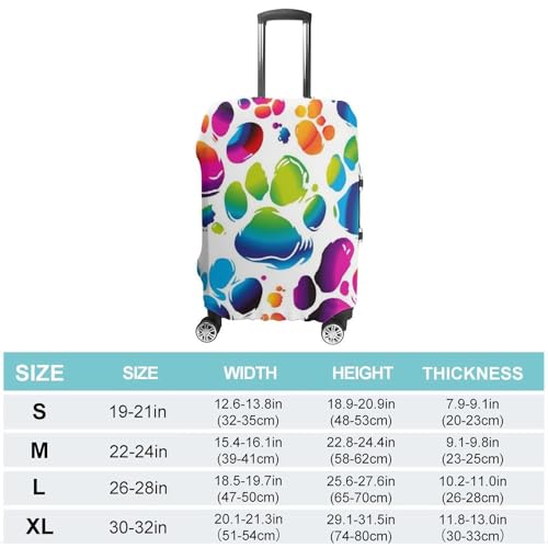 Colorful Dog Paw Print Luggage Cover, Washable Elastic Suitcase Cover Protector Fit 18-32 Inch Luggage2