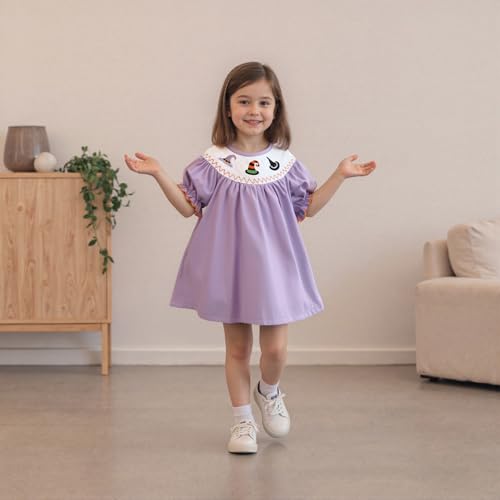 Toddler Baby Girl Halloween Dress Plaid Dot Ghost Pumpkin Short/Long Sleeve Smocked Dress Boutique Clothing2