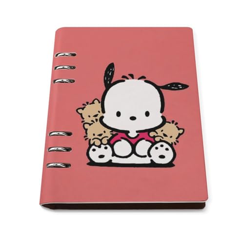 ポチャッコ システム手帳 PU ノートメモ帳 バインダーノート A5サイズ 手帳 スケジュール帳 6穴 レザー 日記帳 記録ノート ルーズリーフ式 詰め替え可 メモ帳 バインダーリング 文房用具 プレゼント 贈り物 子供 学生