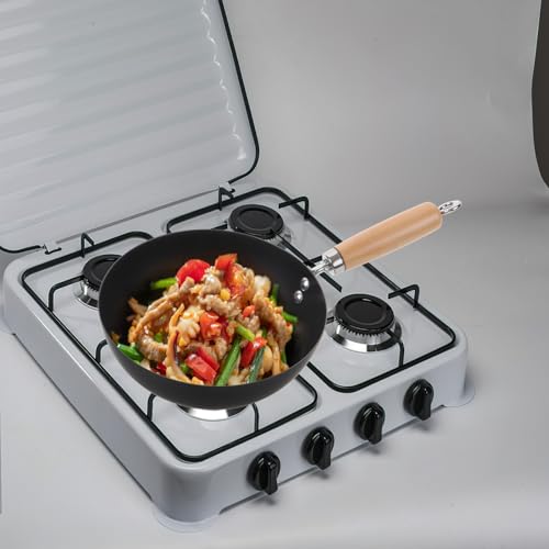 Wok pequeño de hierro fundido 20 cm con tapa miniatura 7