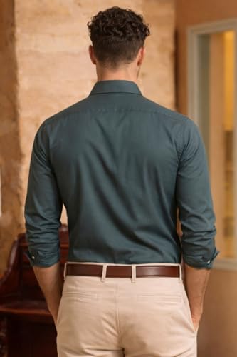Image of Louis Philippe Men's Slim Fit Easy to Iron Everyday wear Premium Cotton Full Sleeve Solid Formal Shirt