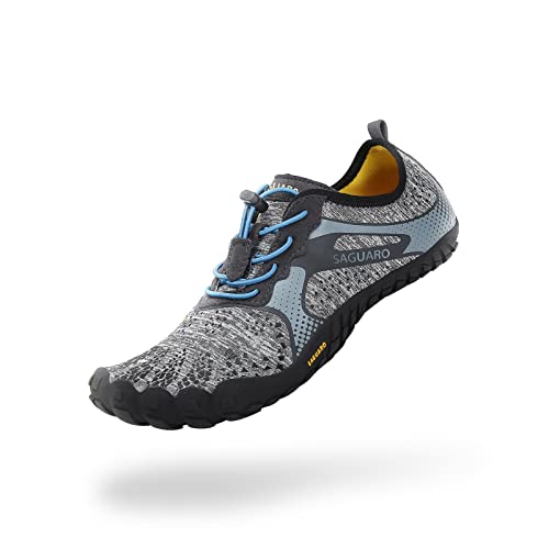 Mens Barefoot Gym Walking Trail Running Shoes Beach Hiking Wide Toe Box Water Shoes Aqua Sports Pool Surf Waterfall Climbing Quick Dry Grey