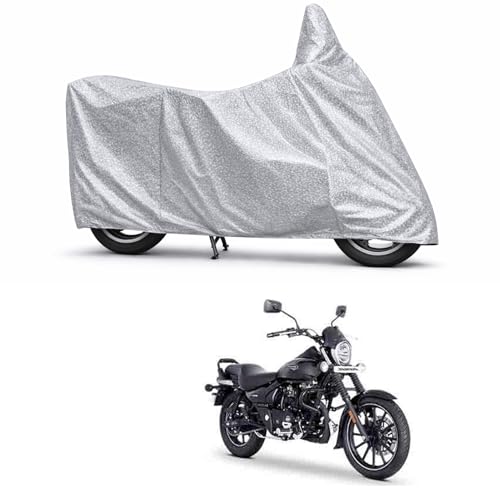 Image of 100% Waterproof Two Wheeler Body Cover Multi Layered Fabric Designed for Bajaj Avenger Street 160 | Belt Buckle Lock | Silver Mag