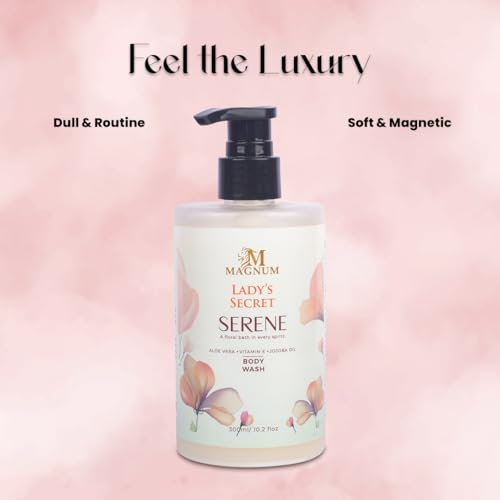 Image of Magnum Lady's Secret Serene Body Wash 300ml - Hydrating Shower Gel with Aloe Vera, Jojoba Oil & Vitamin E | Shower Gel For Women | for All Skin Types