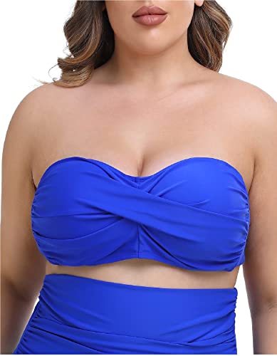 Haut de bikini bandeau bleu royal Ocean Blues sans bretelles, taille Large