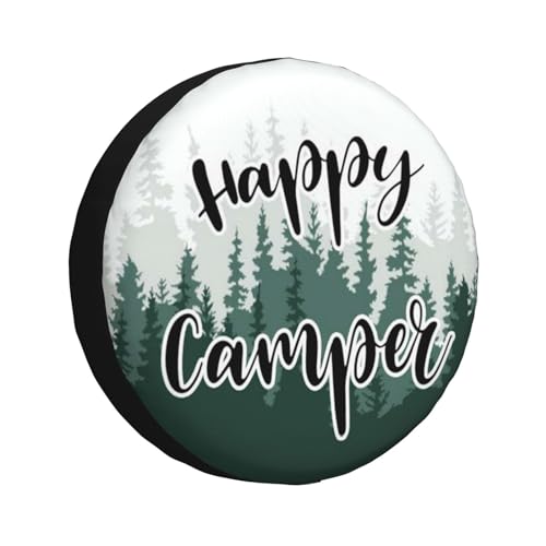 Image of Camping Spare Tire Cover Waterproof Tire Wheel Cover Dust-Proof Wheel Protector Fit for Trailer Rv SUV Truck Camper Travel Trailers Accessories (Happy Camper)