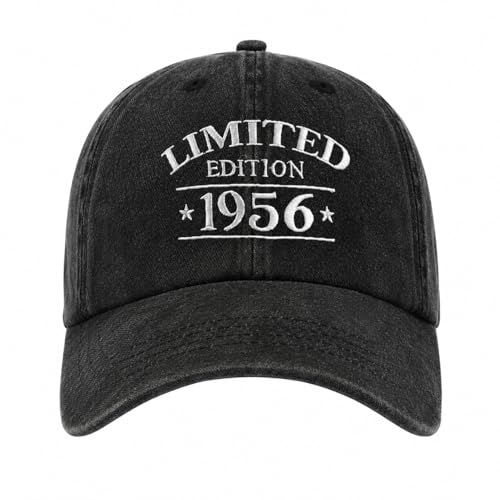 AHEZQILU Casquette Vintage 1956 Limited Edition, Casquette Baseball Réglable en Coton Noir, Cadeau Homme 70 Ans pour Papa Papy Mari, Idée Originale pour...