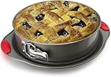Boxiki Kitchen 10 Inch Nonstick Springform Pan, Professional Spring Form and Cheesecake Baking Mold, Leakproof Cake Pan with Silicone Handles